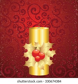 Red background with golden candle