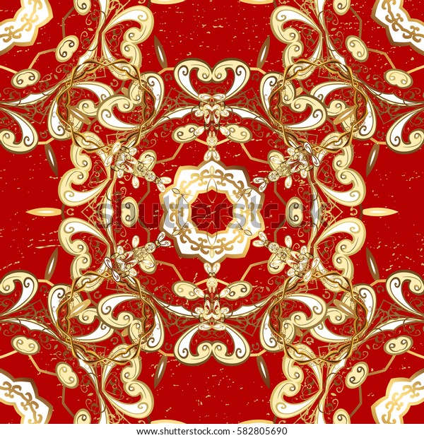 Red Background Golden Elements Oriental Style Stock Vector Royalty