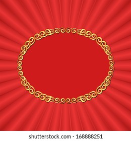red background with golden frame