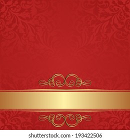red background with golden frame
