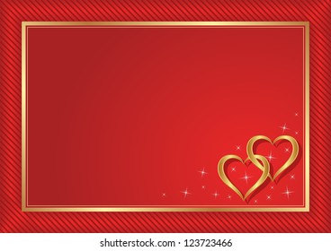 red background with golden hearts