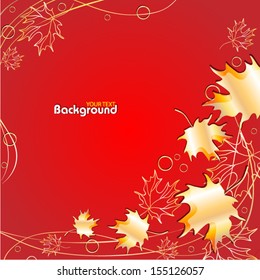Red background with golden leaves