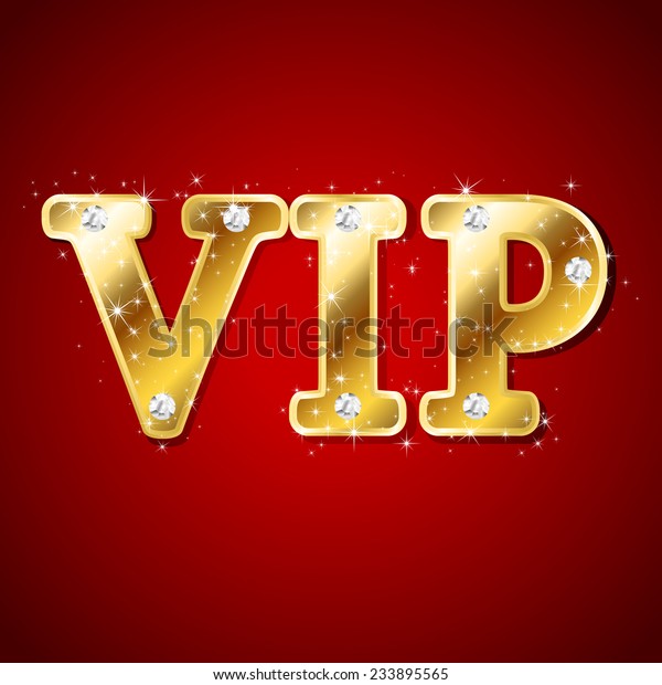 Red Background Golden Letters Vip Illustration Stock Vector (Royalty