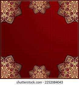 Red background with golden mandala ornament