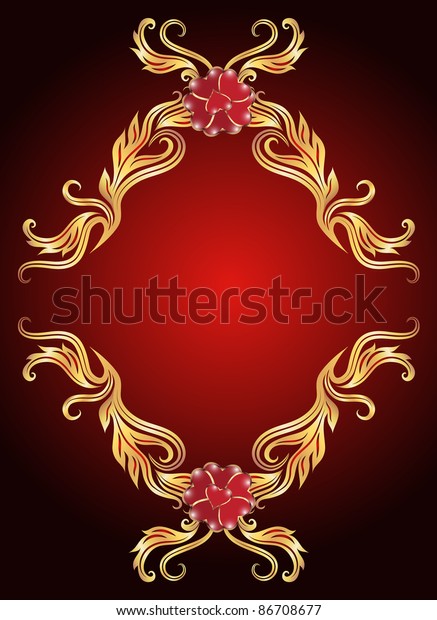 Red Background Golden Ornament Stock Vector Royalty Free 86708677