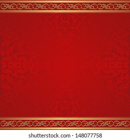 red background with golden ornaments