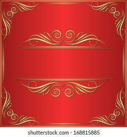 red background with golden ornaments