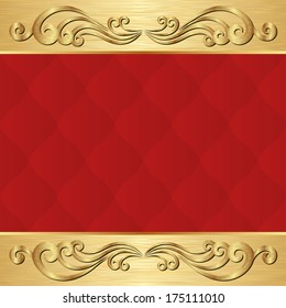 red background with golden ornaments
