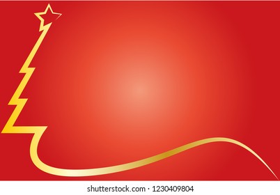 Red background with golden pine.