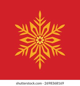 red background with golden snowflake mandala vector