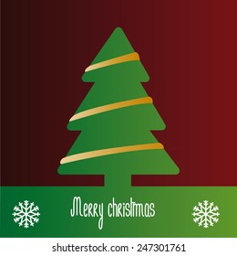 a red background with a green christmas tree and text