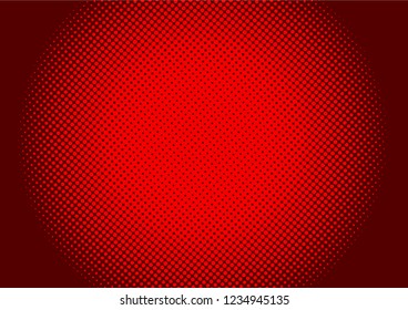 red background halftone screen, vector illustration.