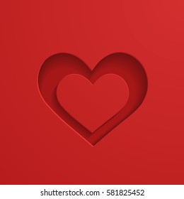 red background with  a heart frame