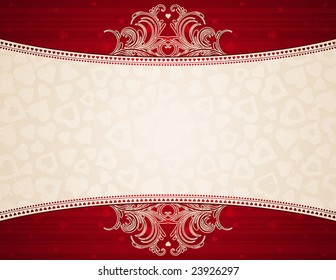 red background with heart, vector illustration