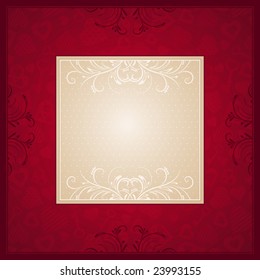 red background with heart, vector illustration