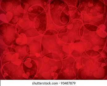 Red background with hearts