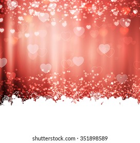 Red background with hearts and lights