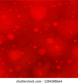 Red background with hearts. Maroon vector backdrop with romantic beautiful pattern design for love letter (celebration valentine card)