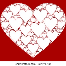 red background with hearts pattern create love heart illustration together vector print pattern. for fashion and graphic design. t shirt print, poster,valentines day and special day gift print offer. 