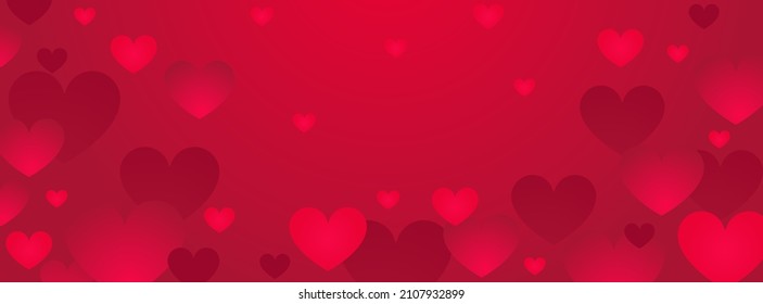 Roter Hintergrund mit Herzen. Vektorgrafik