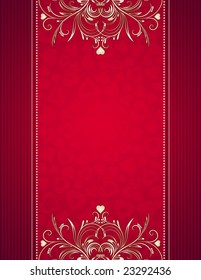 red background with hearts, vector illustration