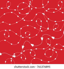 red Background with a heraldry with fir-trees. Vector illustration.