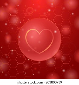 Red background and hive with heart