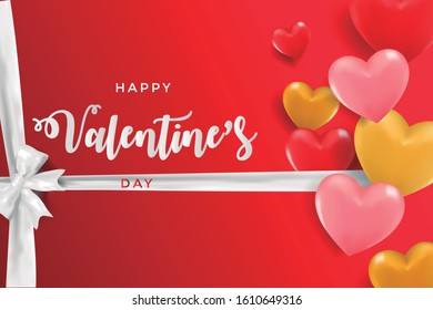 Red background illustration with hearts vectors