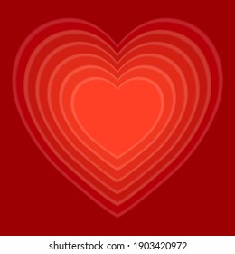 
Red background with the image of a convex heart. Festive background put on Valentine's Day.