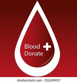 a red background with an isolated blood drop and text