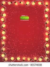 Red background with lamp festive garland.