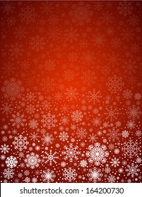 Red background letter size with snowflakes and copyspace, vector pattern