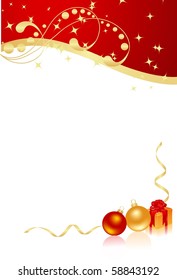 Red background for letters with new year decorations. Vector illustration.