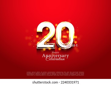 red background with light effect in 20th anniversary celebration.