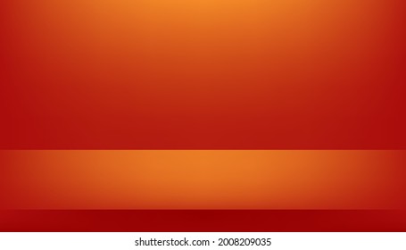 roter Hintergrund. hellrot und orange. Minimales 3D-Regal. Zimmer in der 3D. Hintergrund, Tapete, Hintergrund. Vektorgrafik.