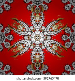 Red background. Red linear background. Floral seamless pattern with swirl. Decorative illustration for print, web.