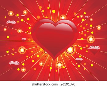 red background with love design illustration