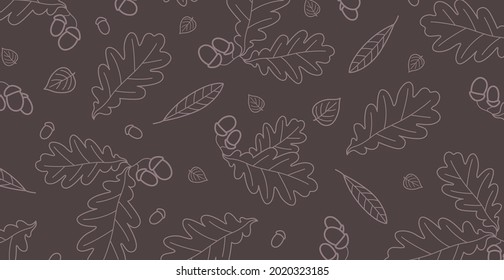 Red background with many autumn foliage - Vector illustration