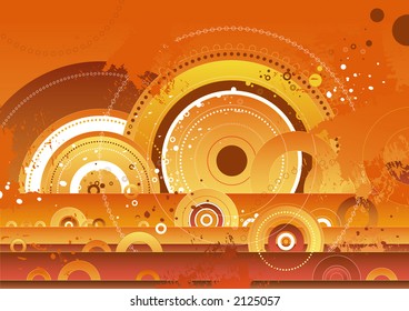 red background with many circles