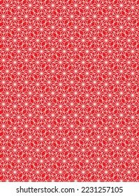 Red background material of Japanese traditional pattern named flax-leaf.