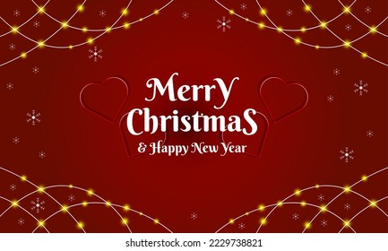Red background Merry Christmas and Happy new year Winter greeting card background design