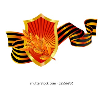 red background for military army veteran's day and packaging with laurels and ribbon eps10