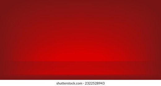 Red background. Minimal 3d shelf. Abstract wallpaper design with copy space to display your products. Vector illustration.