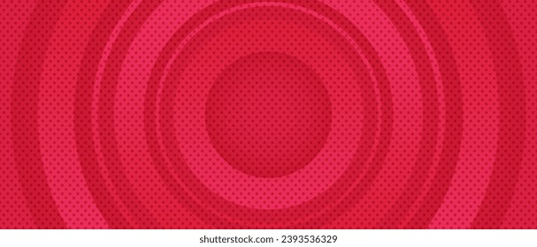 fondo rojo con formas geométricas modernas de círculo diseño de pancarta con textura de punto hafttone