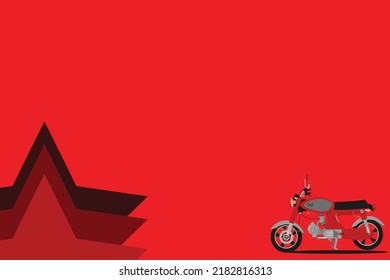 red background with old motorbike and stars