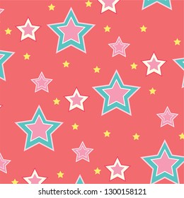 Red background on retro color stars pattern vector