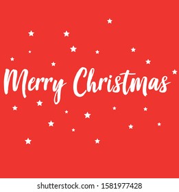 red background on white merry christmas typography and stars vector design