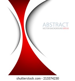 Red background on white paper curve line abstract for text and message modern artwork design , vector