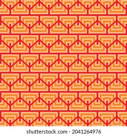red background with orange abstract line pattern for fabric, tile, carpet, ceramic and etc