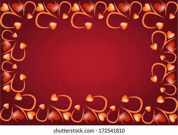 red background with ornaments and hearts